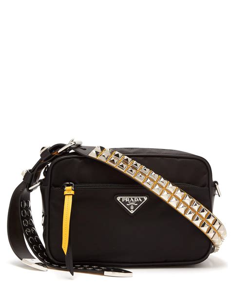 prada technical fabric cross-body bag|Prada studded crossbody bag.